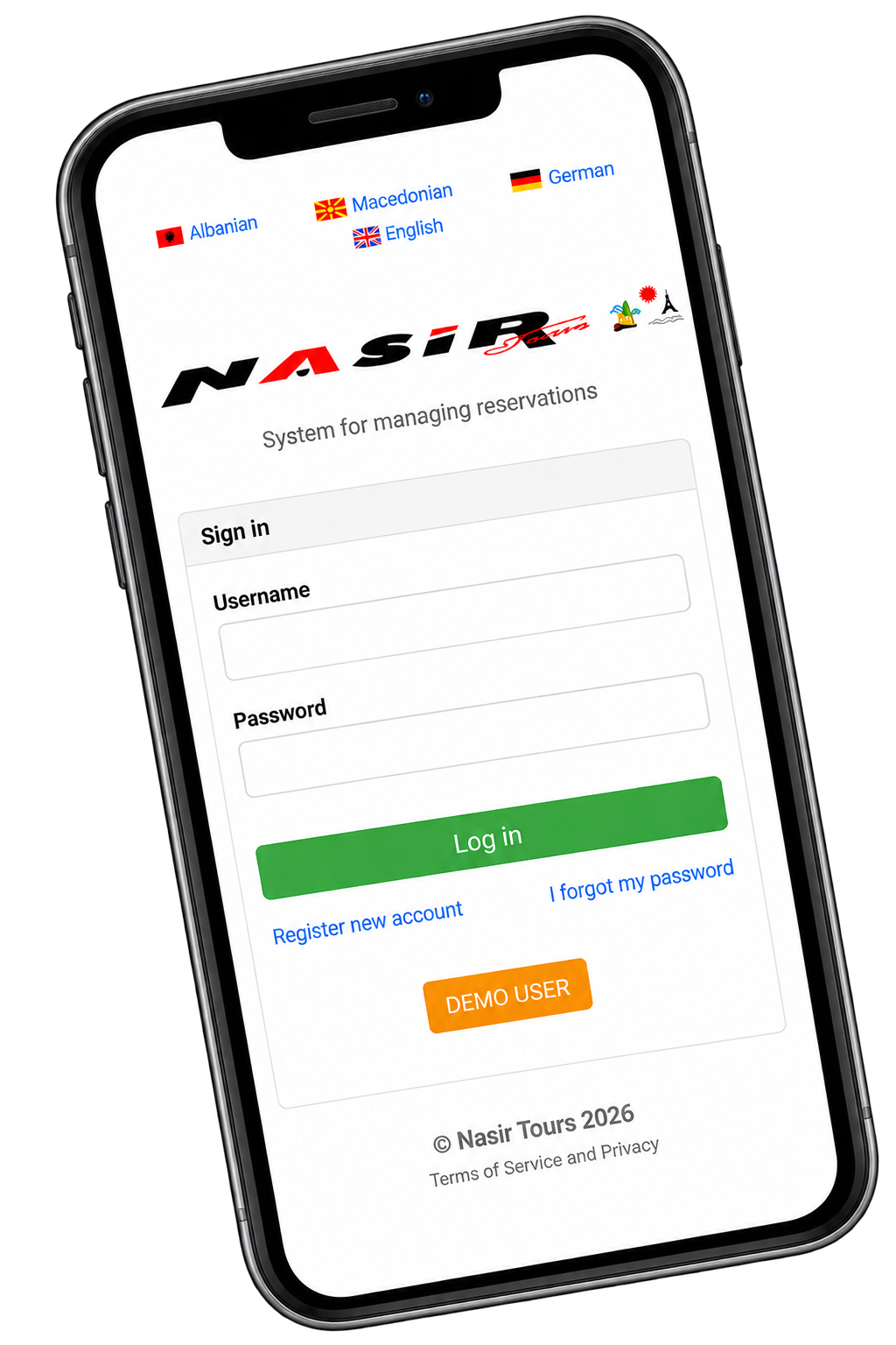 Nasir Tours Reservierungs-App
